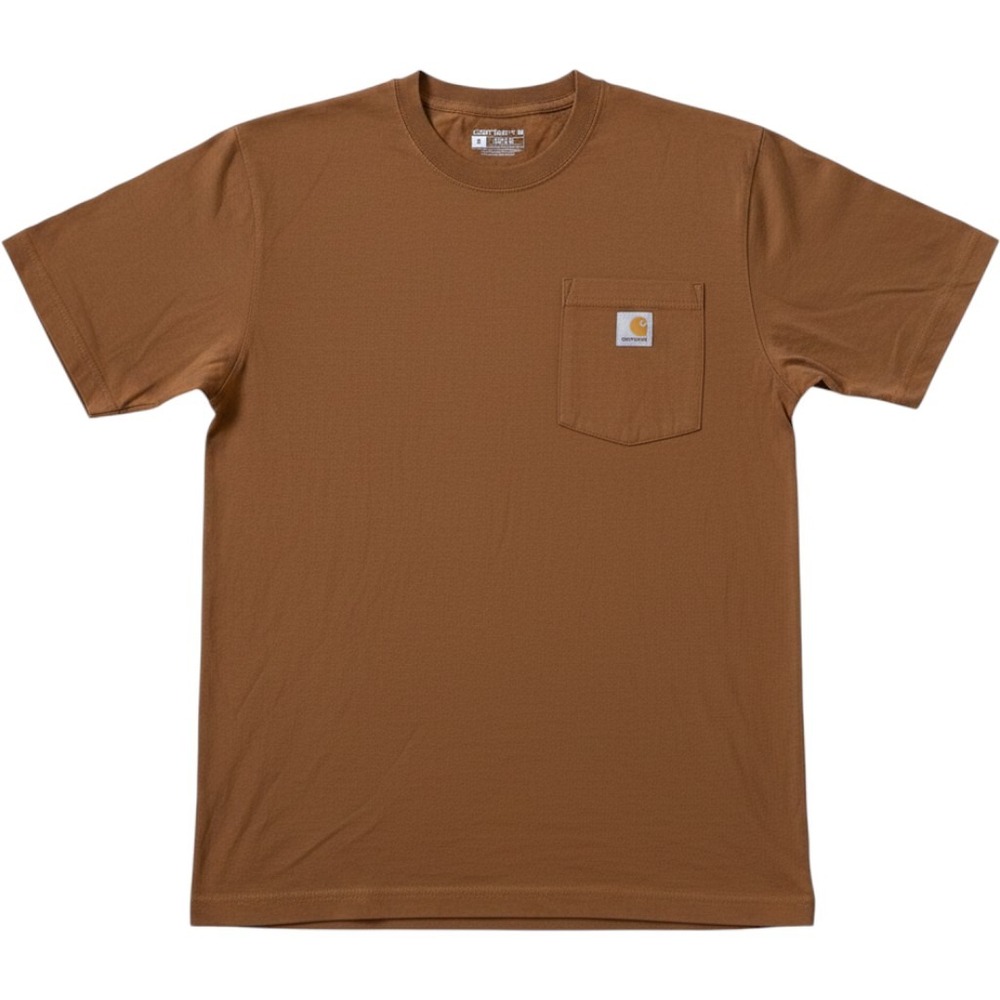 Carhartt Mens K87 Loose Fit Heavyweight Workwear Pocket T-Shirt Brown Small